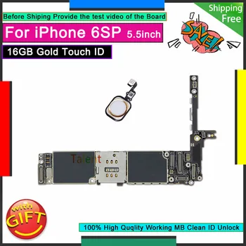 IPhone 6S Plus Mātesplati 16GB Zelta Touch ID Home Poga Atbloķēt Oriģināls Mainboard Laba Loģika Valdes Pārbaudīta Pilnu Funkciju