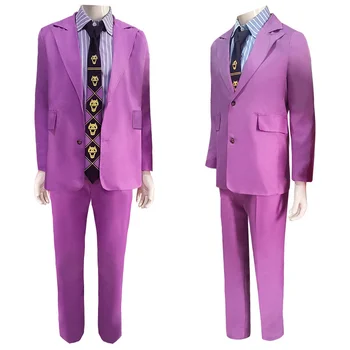 Cosplay Jojo Dīvaino Piedzīvojumu Kira Yoshikage Valdonīgs Prezidents Rožu Purpura Tērps Vienotu Pilns Komplekts Piemērots Pievienot Kaklasaite Apģērbs