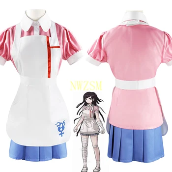 Mikan Tsumiki Cosplay Kostīmu Dangan Ronpa 2 Sievietes Kleitu Halloween Anime Danganronpa Krekls + Svārki + Priekšauts Parūka Dress-up