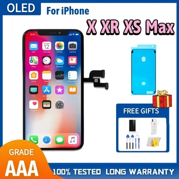 OLED iPhone X XS Max XR LCD Displejs TFT Incell iPhone 11 Pro Max 6 7 8 Ekrānā Pieskarieties Digitizer Nomaiņa, Montāža Melns