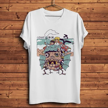 Gaudot s Moving Castle smieklīgi anime t-krekls homme vasaras īsām piedurknēm t krekls vīriešiem white gadījuma tshirt unisex manga streetwear tee