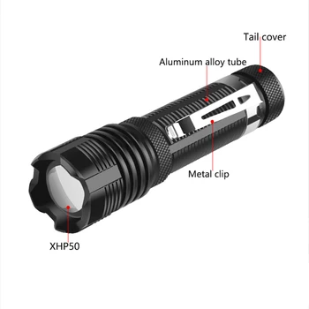 Visspēcīgākais Lukturīti Xhp90.2 5 Režīmu Zoomable LED 14500 Akumulatora Zvejas Rechargable Lampas Zoomable Laternu Portatīvie Mini Tocrh