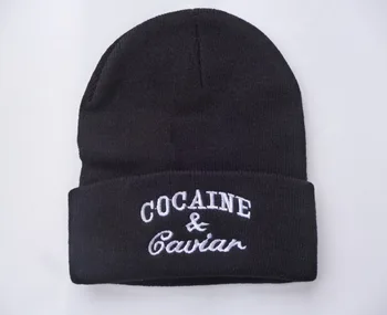 Jaunas Unisex Ziemas Modes Cocain & Kaviārs Beanie Hip Hop Klp Adītas Cepures Gorro Vīriešiem Sieviešu Kokvilnas Gorras Sporta Cepure