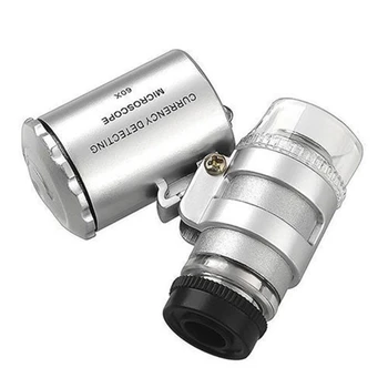 60xMini Kabatas LED UV Juvelieru Lupa Mikroskopu, Stikla-Rotaslietas Lupa Skats Uz visniecīgāko objektu Augstums Kvalitāti Piliens Kuģis