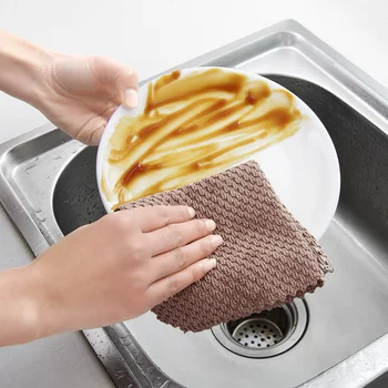 3pcs Dishcloth Virtuves Anti-grease Tīrīšanas Lupatas Super Absorbējoša Microfiber Tīrīšanas Audums Mājas Mazgāšanai Trauku Dvieļi Tīrīšana
