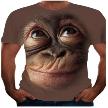 Ir 2021. Vasaras 3D T-krekls Drukas Dzīvnieku Mērkaķis Gorilla Īsām Piedurknēm Smieklīgi Dizaina Gadījuma Top T-krekls Vīriešu Jaunu