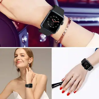 Silikona Siksniņa Apple Skatīties joslas 44mm 40mm 45mm 41mm 38mm 42mm Smartwatch watchband Aproce correa iWatch Series 7 3 5 6 SE